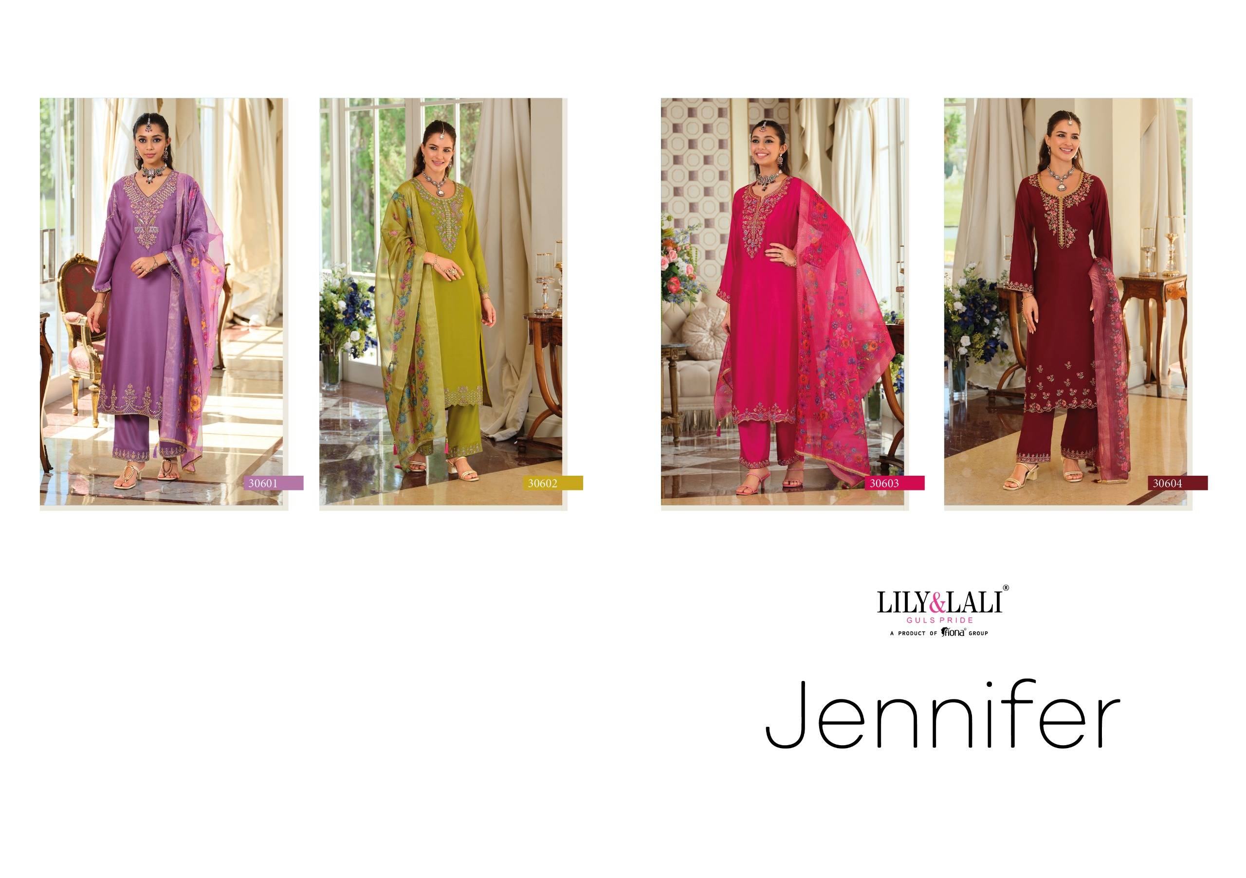 Jennifer BY LILY & LALI 30601 TO 30604 SERIES Stylish Embroidered Pure Viscose Dresses At Wholesale Price